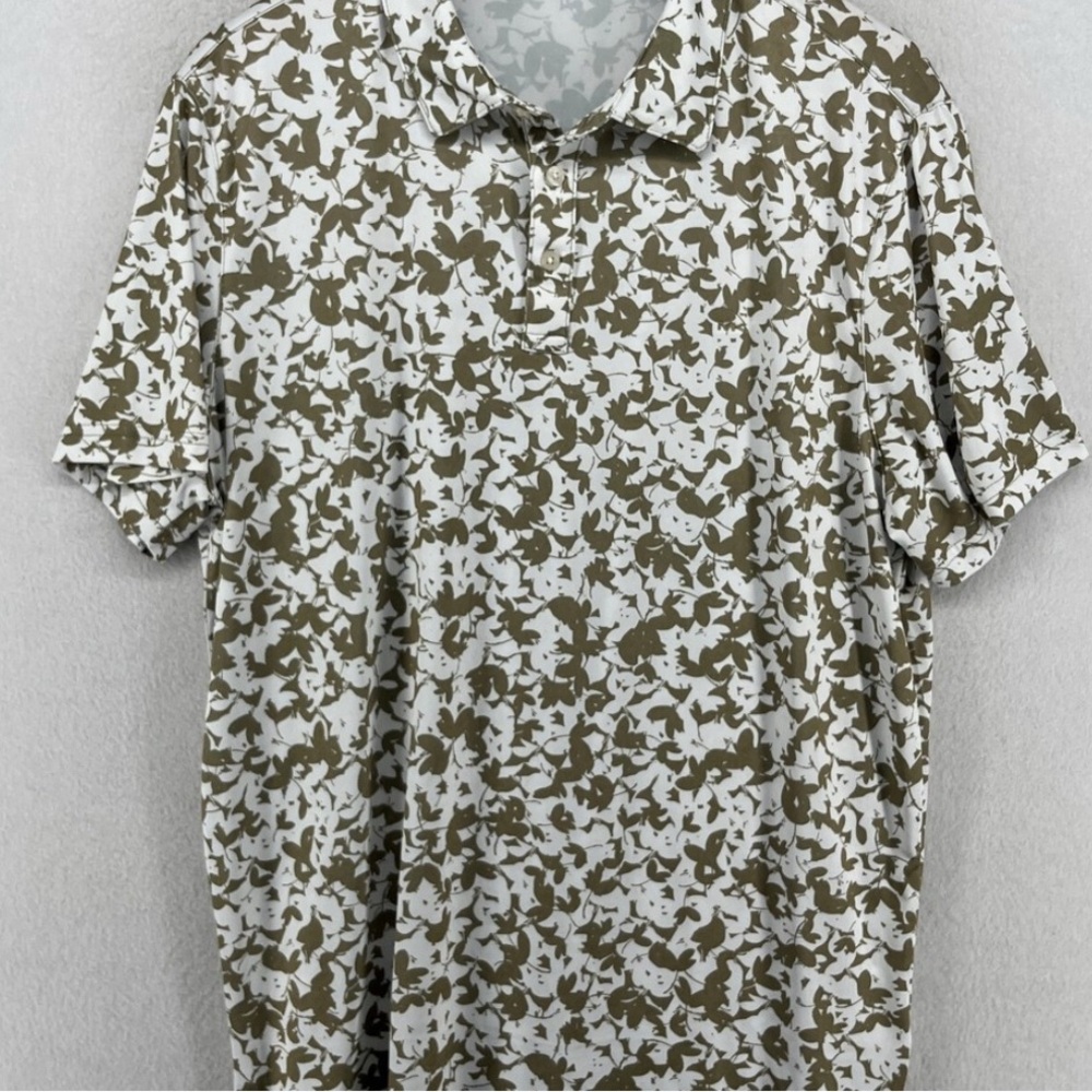 Michael Kors White and Brown Floral Polo Shirt